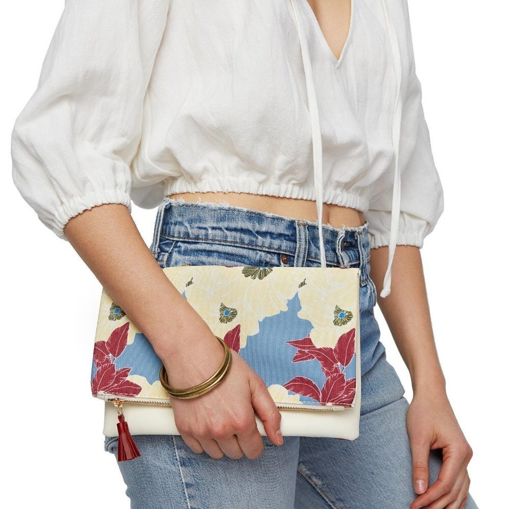 Rachel Pally - White Leather Floral Clutch